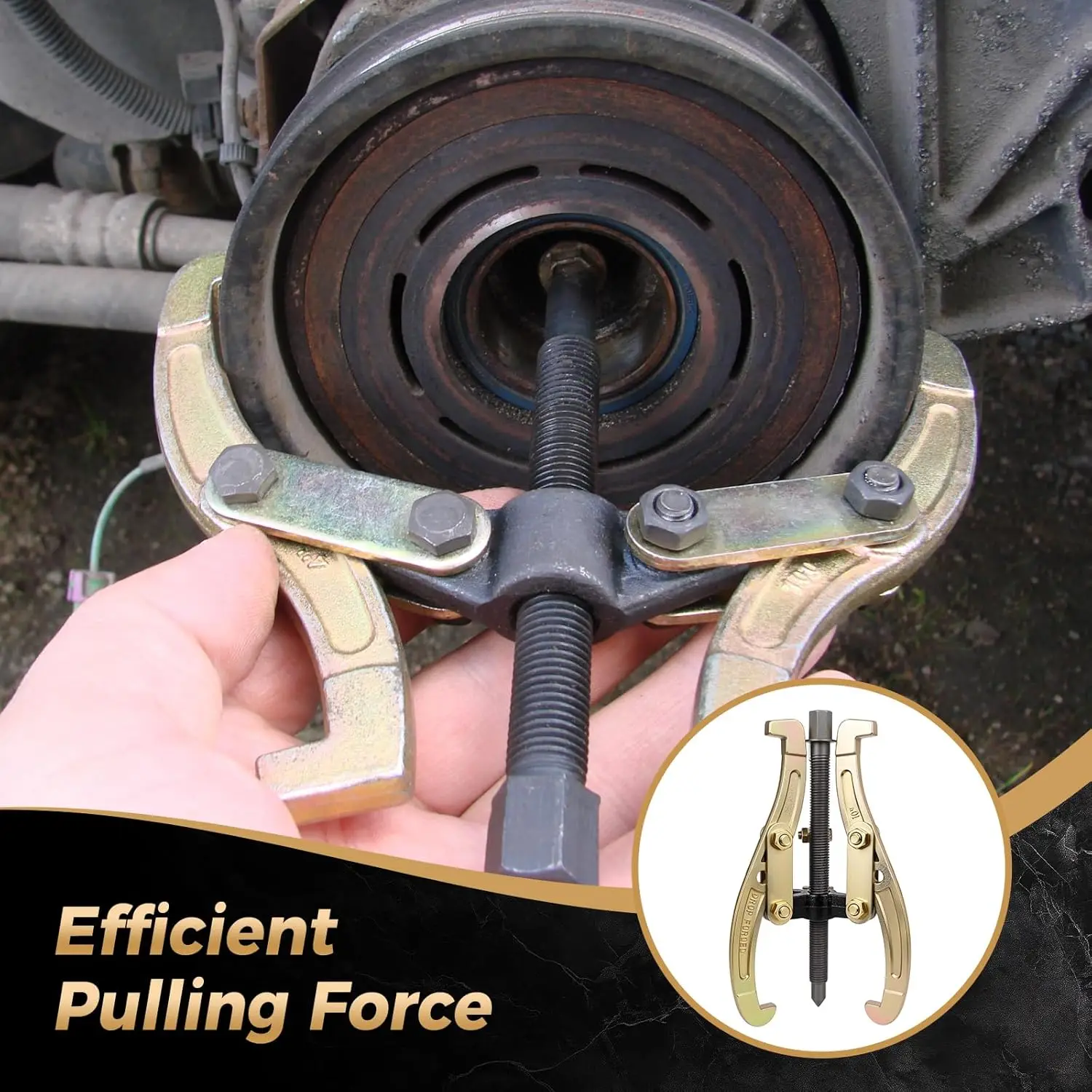 Convertible 2 or 3 Jaw Gear Puller Tool, 4 Inch Drop Forged Steel Pulley Remover, Reversible Inner Outer Jaw Bearing Puller