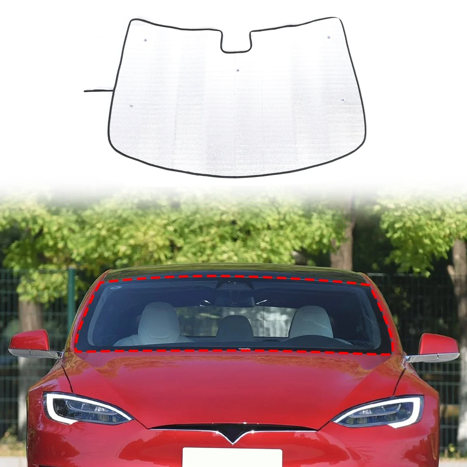 

For Tesla Model S 2017-2024 Aluminum Foil Silver Car Visor Sunscreen Window Sun Shade Blocks Parasol Interior Accessories
