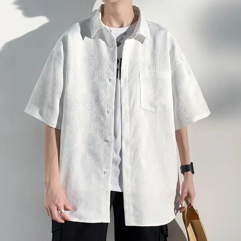 trendy brand trendy shirt for men, high-end summer Japanese style large size salt style boyfriend Hong Kong style casual shirt