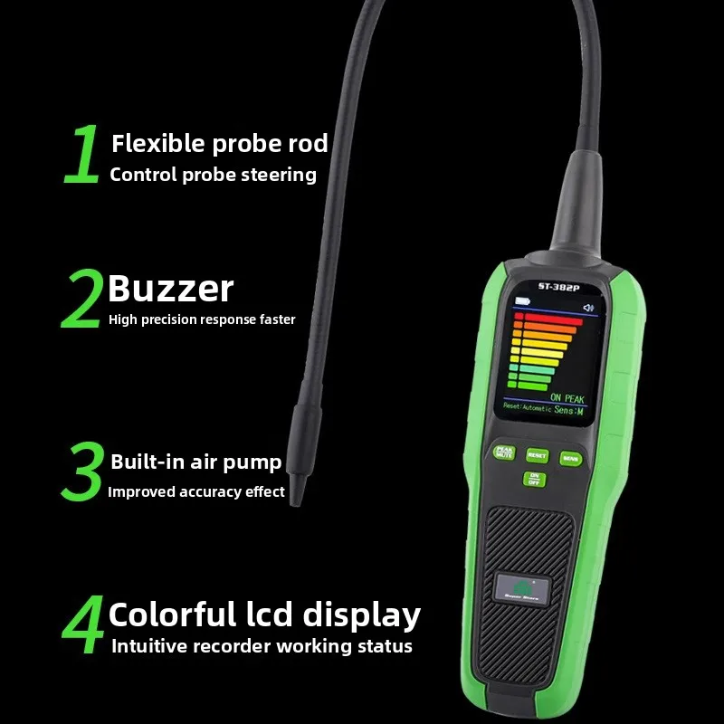 

ST-382P Semiconductor Refrigerant Leak Detector Leak Detection Tool Air Conditioning Automotive Refrigerant Leak Detection Tool