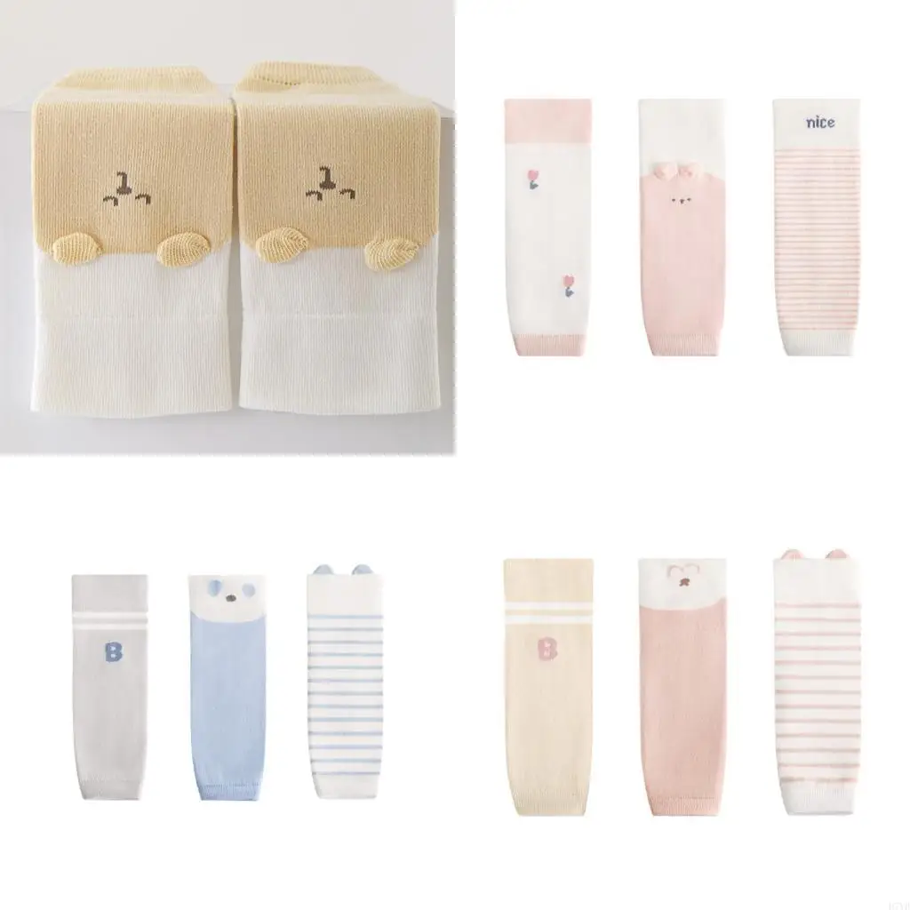 

D7YD 3Pairs Elastic Nonslip Leg Warmers for Active Children Soft Lightweight Knee Protections Socks Breathable Leg Accessories