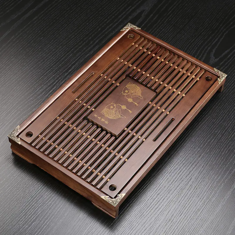 Bandeja de Té Rectangular de Madera, Multiusos, Moderna, para Sala de Estar, Oficina, Bandeja Rectangular de Acero Inoxidable, Estilo Imperial Antiguo