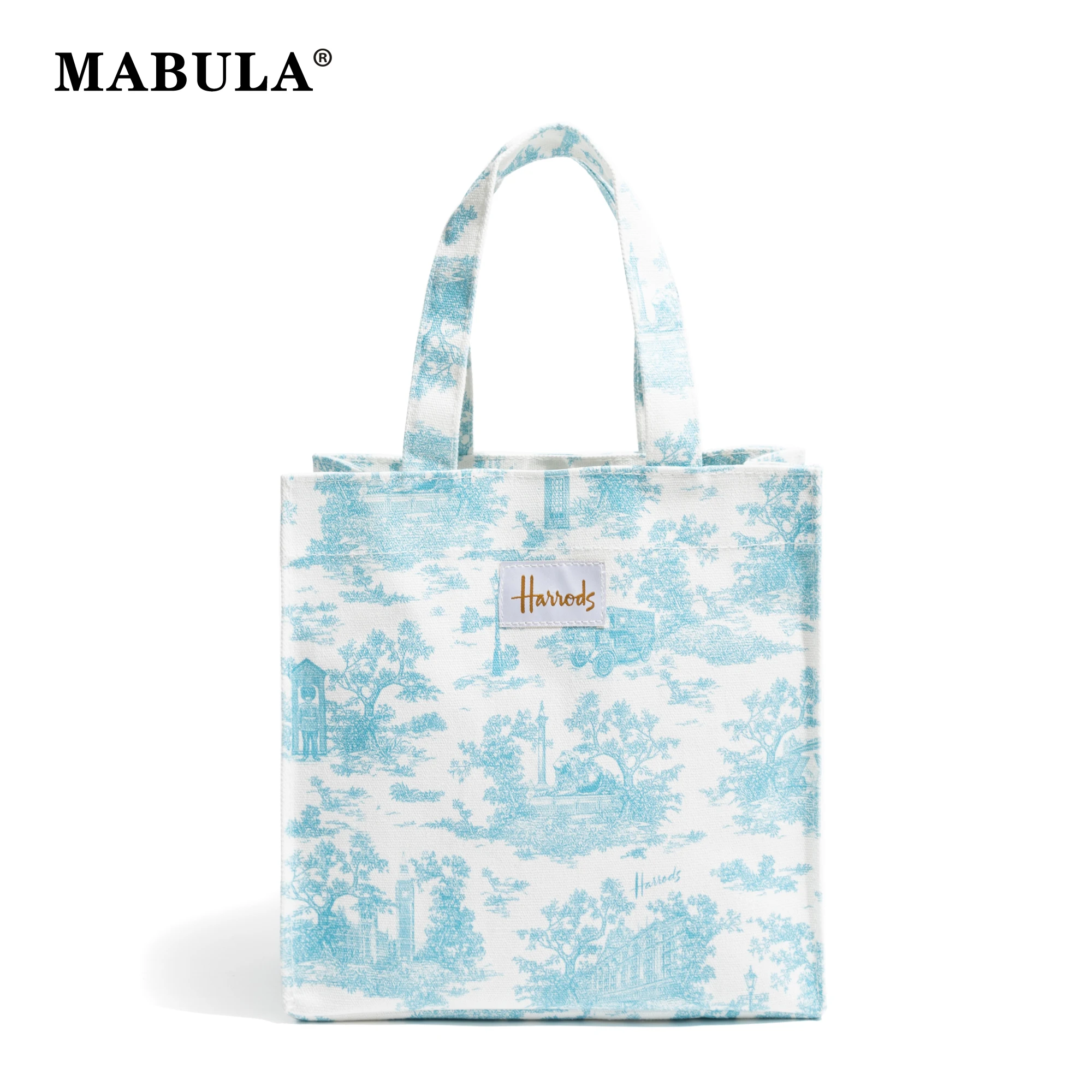 MABULA Canvas Fashion Style Handbag For Woman Luxury Design Ladies Shoulder Bag Elegant Travel Shopping Large Capacity Tote