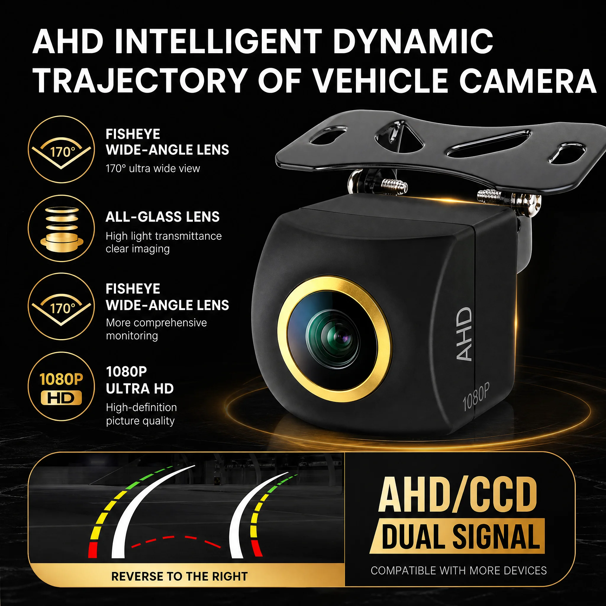 Car Camera HD Night Market AHD1080P Intelligent Dynamic Trajectory Car Image Reversing Camera 170 Wide Angle