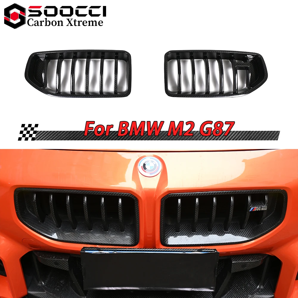 

Dry Carbon Fiber AD Style Front Grille for BMW G87 M2 Spoiler Radiator Grilles Splitter Diffuser Double Kidney Front Bumper Lip