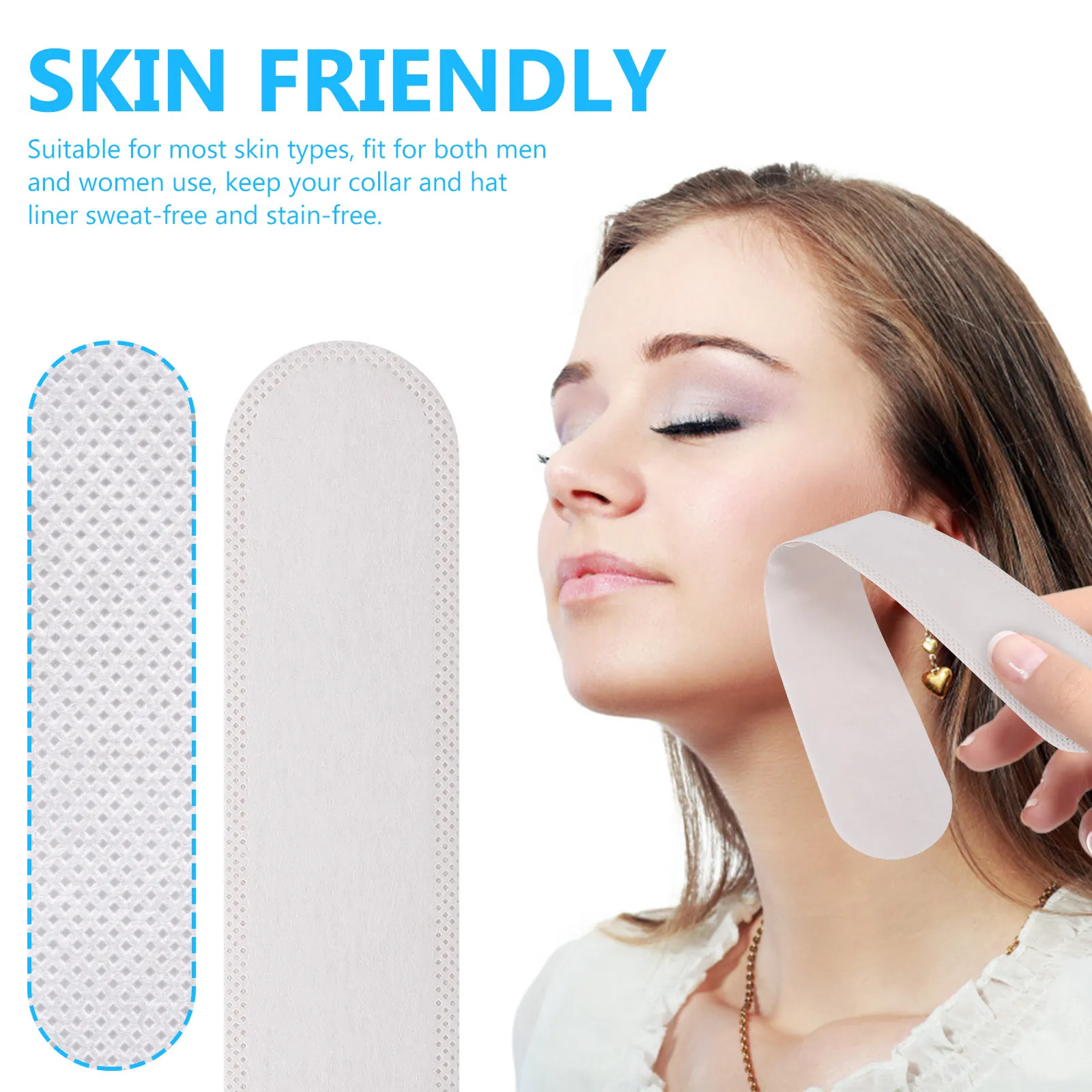 50Pcs Sweat Absorbing Pads Non Woven Fabric Disposable Hat Sweat Pads Collar Sweatband Breathable Odor Resistant for Outdoor