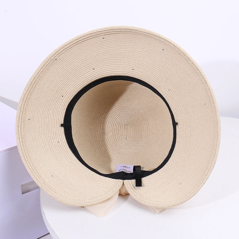 유행 진주 매듭 통기성 우아한 야외 해변 휴가 여행 태양 보호 모자 여성을위한