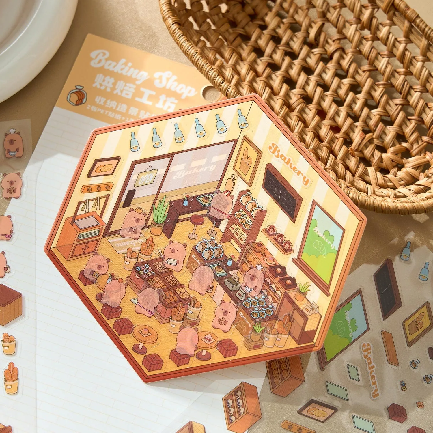 Kapiba Handle Tent DIY Scene Decoration Sticker Cartoon Animal Miniature Scene Sticker new 2025