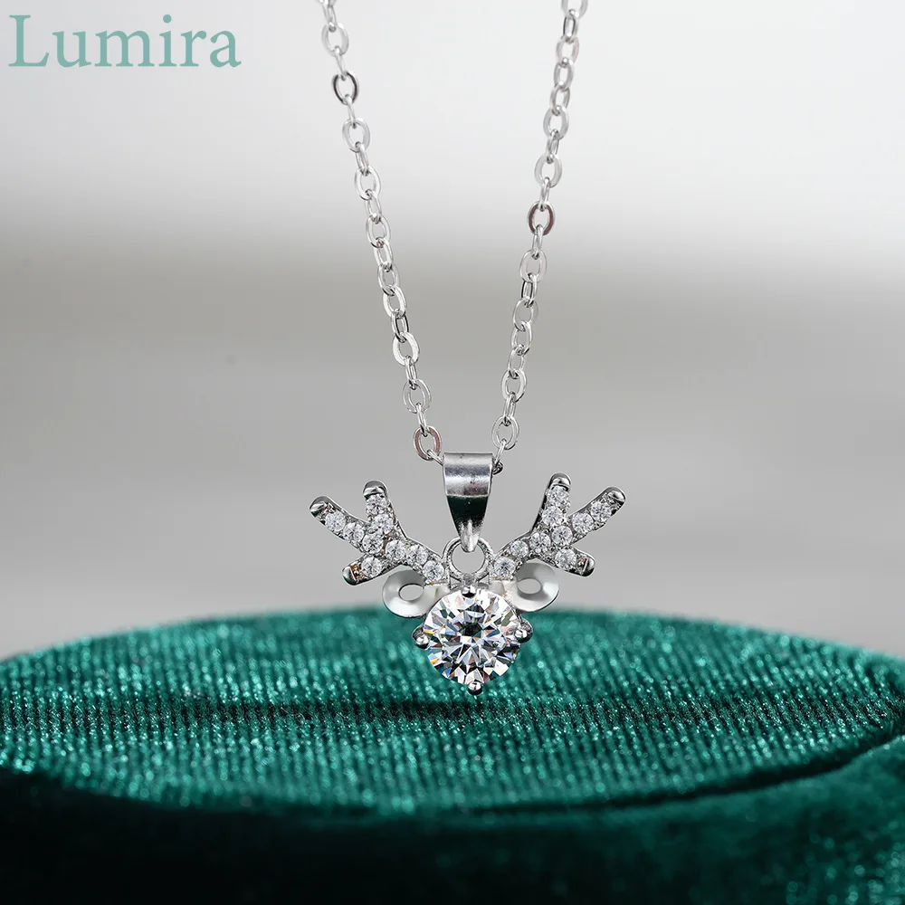 Lumira Antler Pendant 50-Point Moissanite Platinum PT950 Necklace Pendant for Women With You Every Step of the Way Jewelry