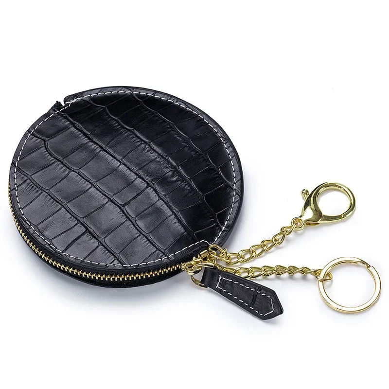 Multi Functional Leather Headphone Bag Coin Purse Round Key Bag Mini Card Bag Crocodile Pattern Design Niche Coin Purse