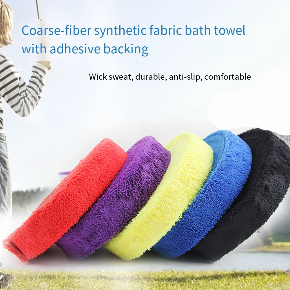 

1 рулон, 5 м, ремни для ручек для ракеток для бадминтона, длинная нескользящая повязка из суперволокна для удочки, аксессуары для ракеток для бадминтона/тенниса