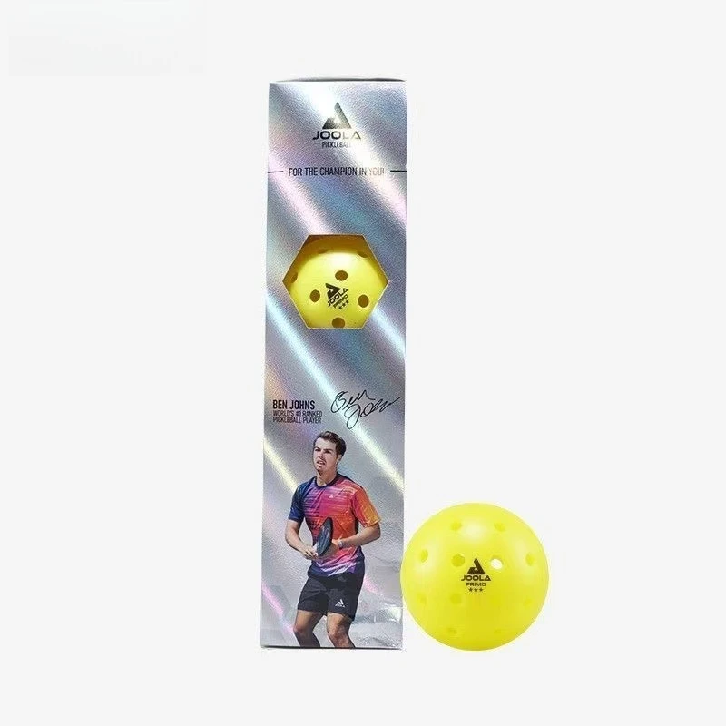 nova-bola-de-pickleball-joola-de-alta-qualidade-pacote-com-4-bolas-primo-3-estrelas-com-40-furos-para-treinamento-e-competicao-interna-e-externa