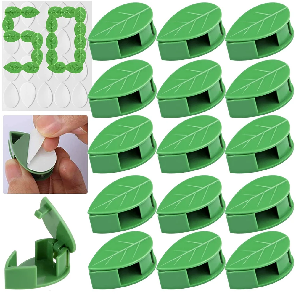 10-50Pcs Plant Climbing Wall Fixture Clips Acrylic Sticker Self-Adhesive Hook Plant Vine Traction Holder Indoor Outdoor Decor