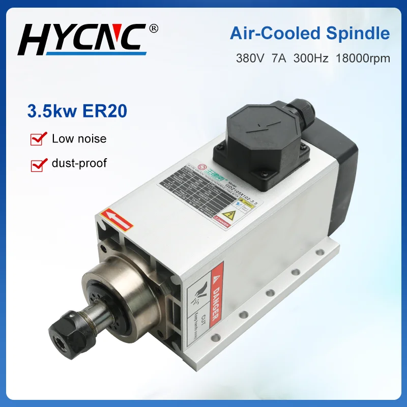 3.5KW تبريد الهواء المغزل ER20 مربع شفة تصاعد قاعدة المغزل المحرك 220 فولت 380 فولت 4 محامل ل CNC الخشب نحت المسوي طحن