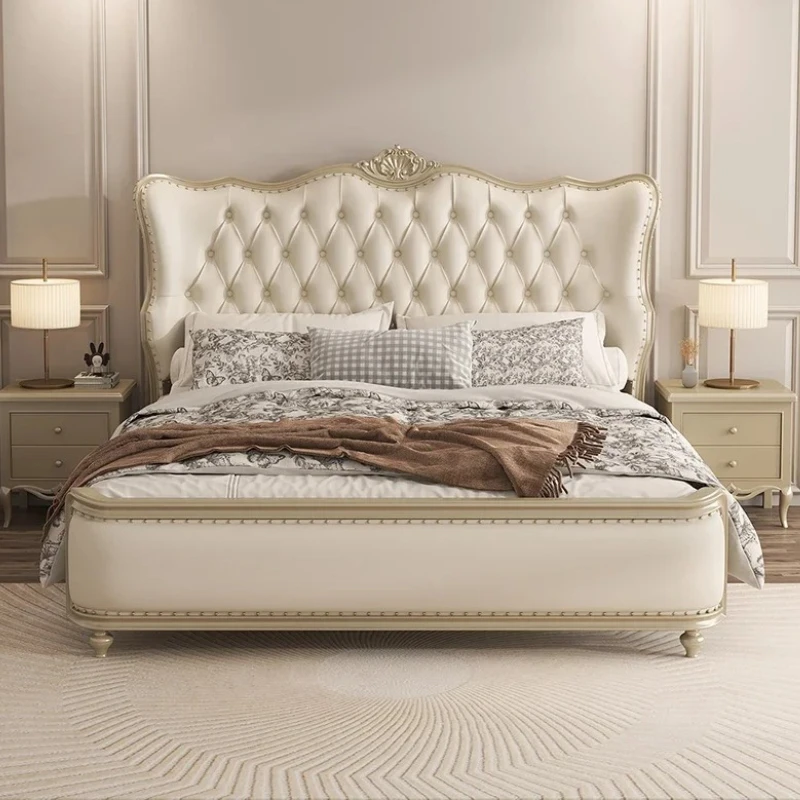 Headboard Simple Frame Double Bed Luxury Modern European Twin Queen Double Bed Nordic Unique Lit 2 Personnes Bedroom Furniture