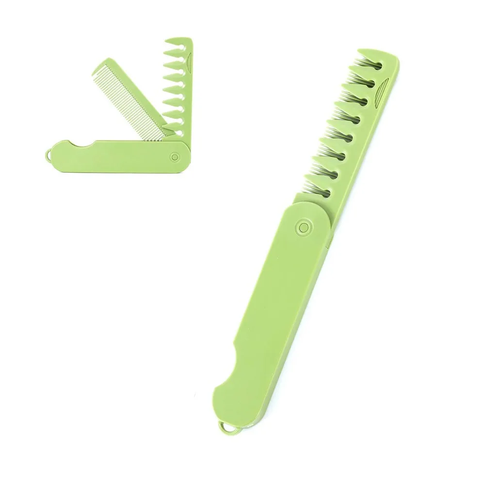 

Multi-funcional Portable Folding Pocket Combs 2 IN 1 Beard Combing Wide Tooth Oil Head Comb Anti-Static Plastic