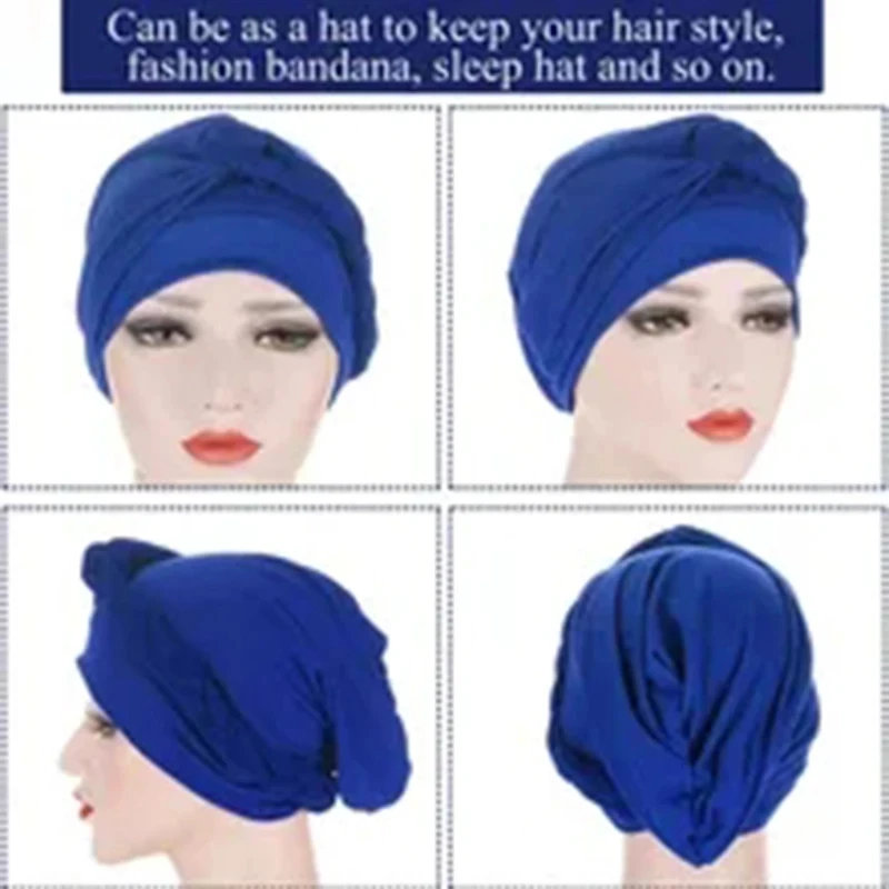 1pc Pre-Tied Twisted Braid Hair Cover African Turban Headwrap Headwear Cap for Women