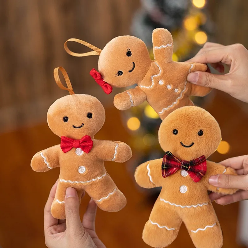 Cute Gingerbread Man Plush Pendant Toy Biscuit Peluche Stuffed Cookie Soft Doll Christmas Room Decoration Birthday Gifts