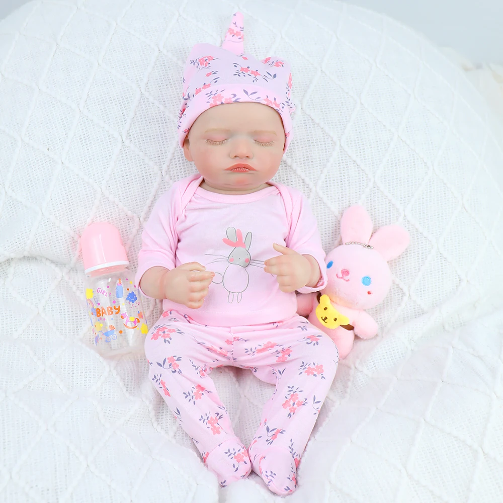 18인치 리본 베이비 돌 걸 로잘리 이미 페인팅 완료된 리본 슬리핑 뉴본 베이비 리얼리틱 3D 스킨 컬렉터블 아트 돌