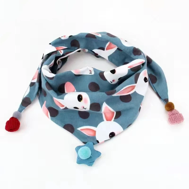 2025 Baby Girls Triangle Scarf Spring Winter Boys Shawl Children Warm Windproof Neckerchief Cute Pompom Kids Scarves