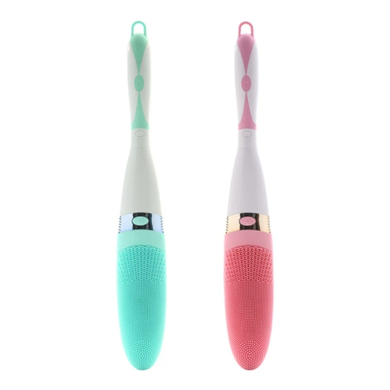 فرشاة الجسم الكهربائية مُدلك يدوي طويل التعامل مع فرشاة استحمام لغسيل الجسم انخفاض الشحن