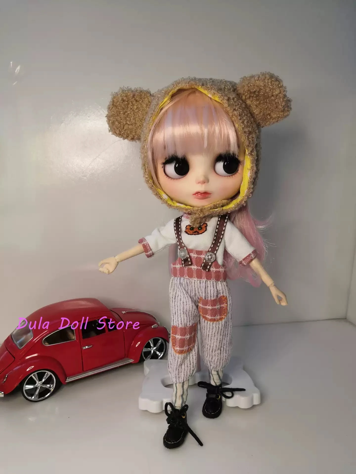 (신규) Dula 인형 옷 드레스 베어 스트라이프 컬러 블록 턱받이 슈트 Blythe ob24 ob22 Azone Licca ICY JerryB 1/6 Bjd 인형 액세서리