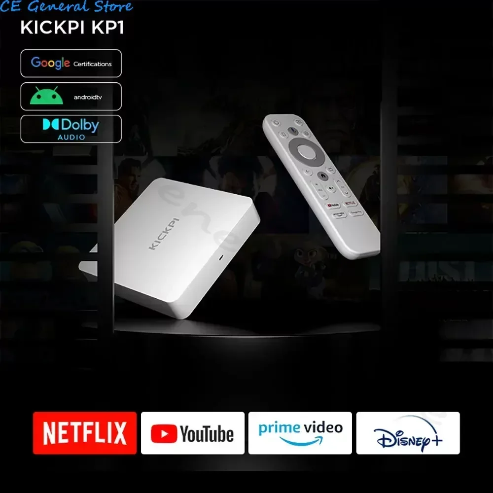 Google Netflix TV Box KICKPI KP1 Android 11 Amlogic S905Y4 Media Player 4K Set Top Box 2G 32G AV1 2.4G&5G Wifi BT5.0