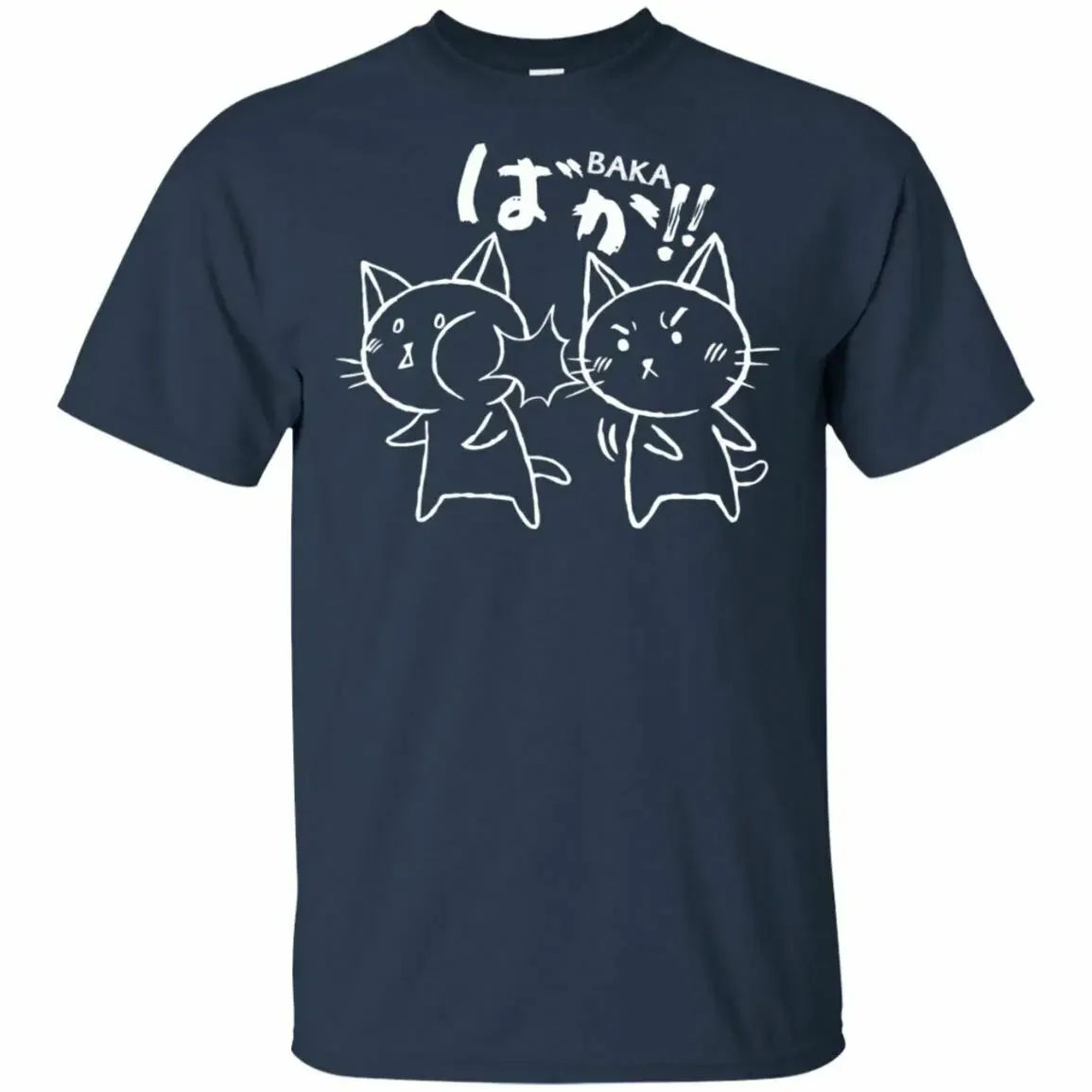 Funny Kawaii Baka Cat Slap Japanese Anime Meme Otaku Gift T Shirt. New 100% Cotton Short Sleeve O-Neck T-shirt Casual Mens Top