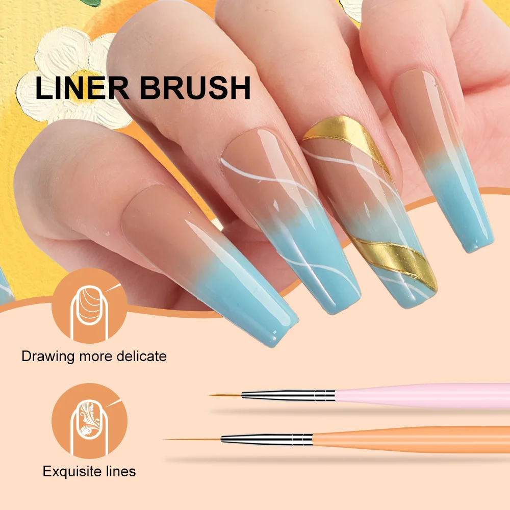 LIMEGIRL 6 Set Macaron Color Nail Brush UV Gel Acrylic DIY Nail Art Uchimura Brush Kit Extended Painting Nail Art Kit Tools