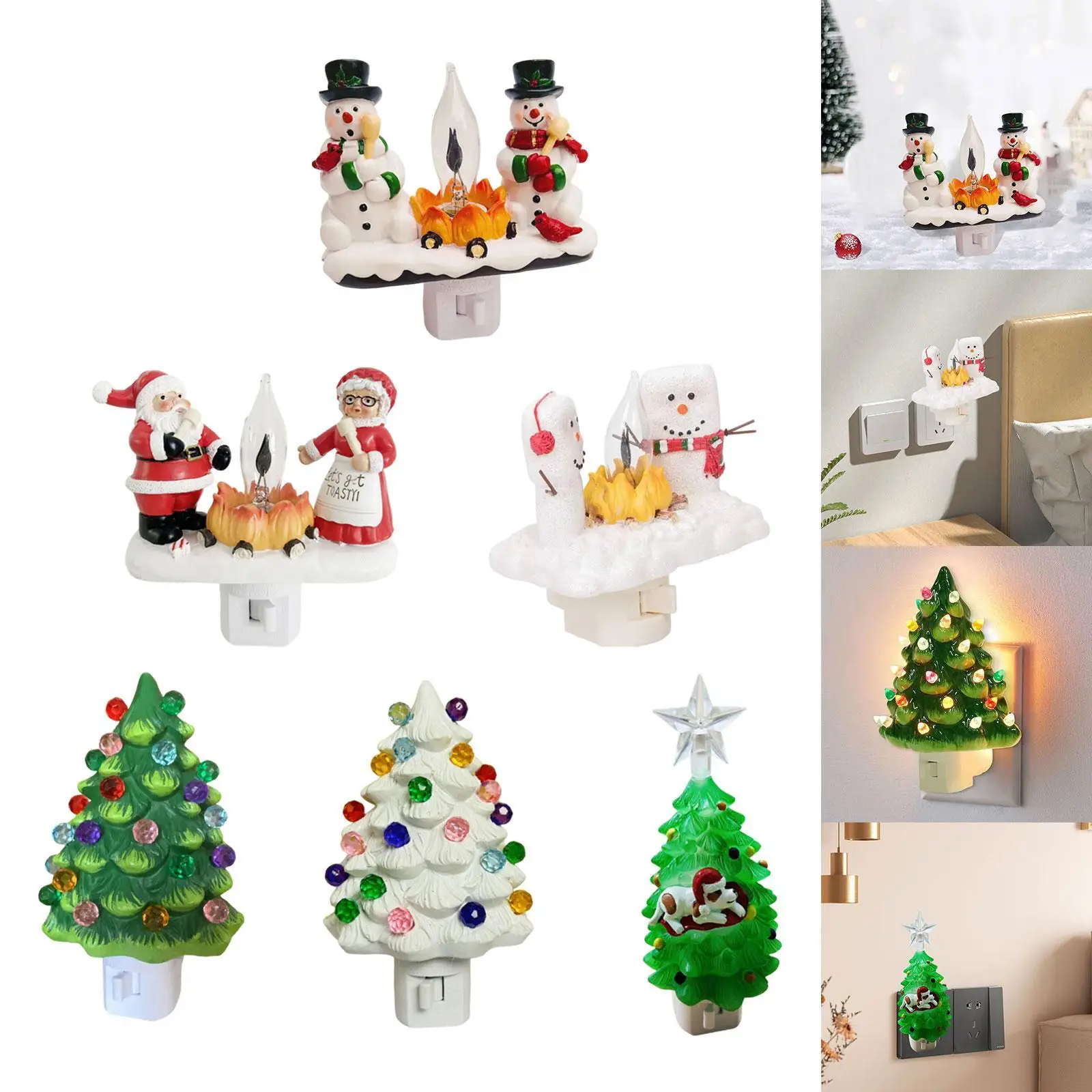 قم بتوصيل الإضاءة الليلية في ضوء الحائط، وإضاءة ليلية صغيرة لعيد الميلاد