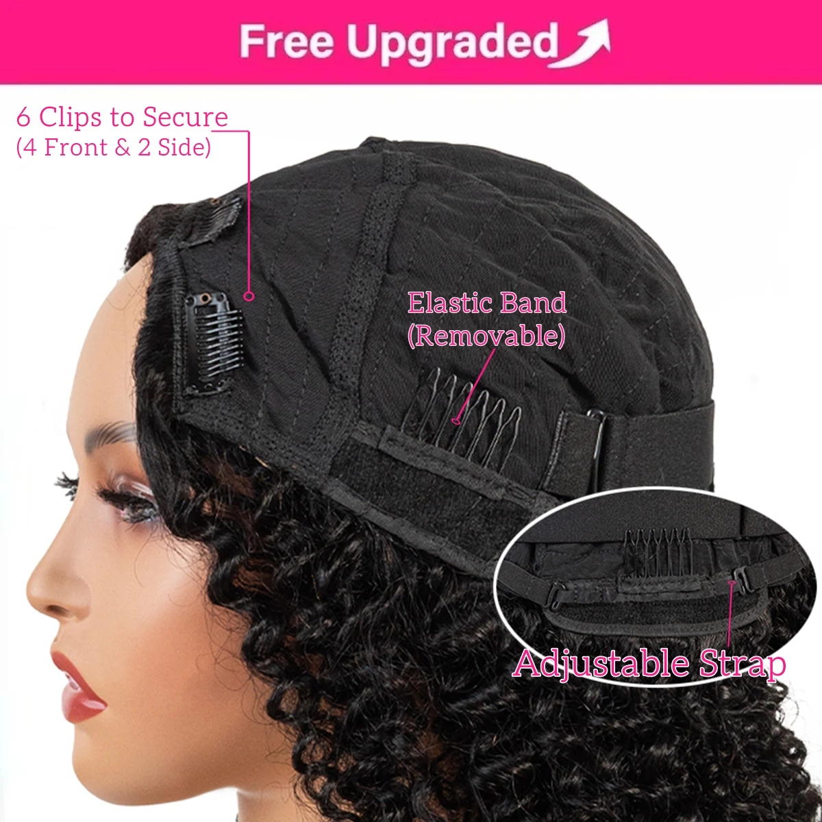 40Inch Kinky Curly V-Part Wig Human Hair No Leave Out Upgrade Deep Wave Curly V Shape Wig No Glue Clip In Half Wigs 200 Density image 5
