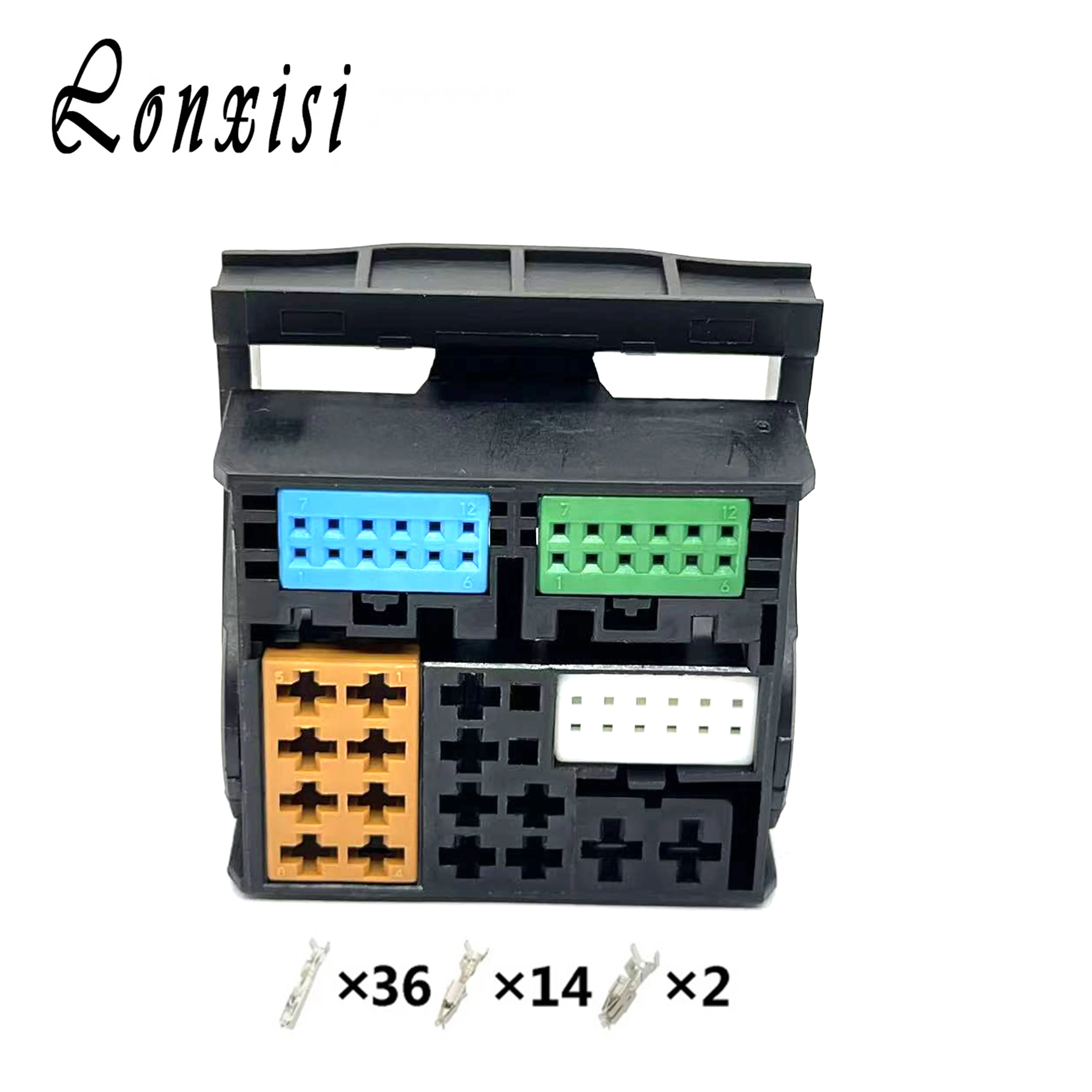 52 Pin Car Power Quad Lock Female Connector With 8x0035444 Full Line CD Player Audio Tail Plug FM Antenna