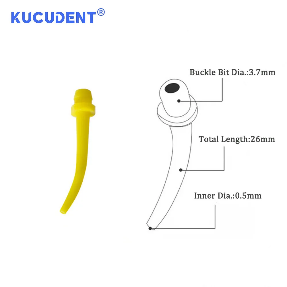 KUCUDENT 100 шт. одноразовые стоматологические слепочные внутриротовые смесительные насадки для шприца желтые насадки стоматологическая транспортировочная смесительная головка