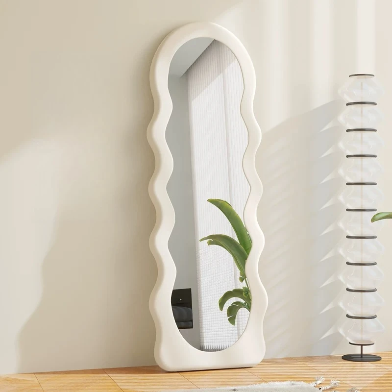 Wavy Standing Mirror Decoration Living Room Nordic Makeup Long Aesthetic Girls Mirror Funky Luxury Espelhos Home Decorations