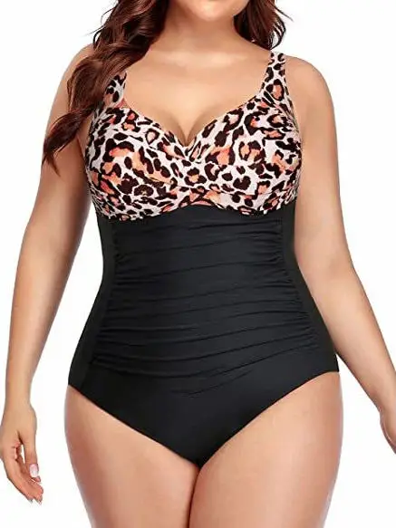 

Low- Cut V- Ne Piece Swimsuit Slimming Tummy Control Bikini Crossbody Strapl Swimwear for Women plus Size