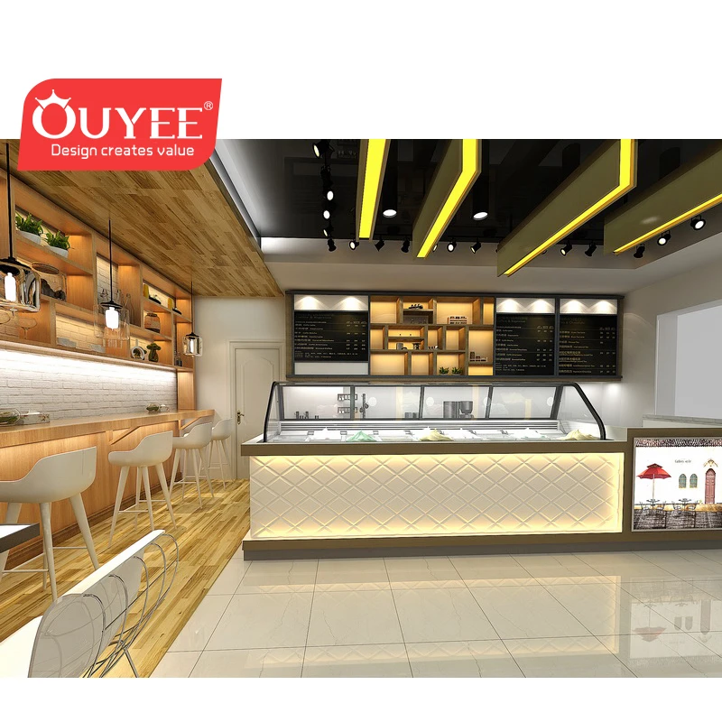 Customized-Shopping Mall Airport FruitBar  Coffee Shop Design With Store Furniture Counter  Kiosk Food