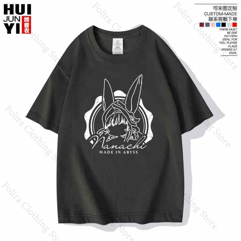 Anime Made in Abyss Series Nanachi Print T-shirt Cotton Summer Tops Short Sleeve Tee Casual Clothes for Men Women Tshirt
