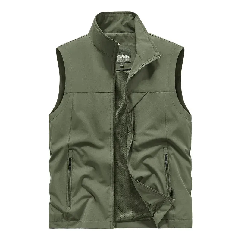New Men Spring Vest Outdoor Tactical Men's Sleeveless Waistcoat Multiple Pockets Plus Size Male Fishing Vest Outwear