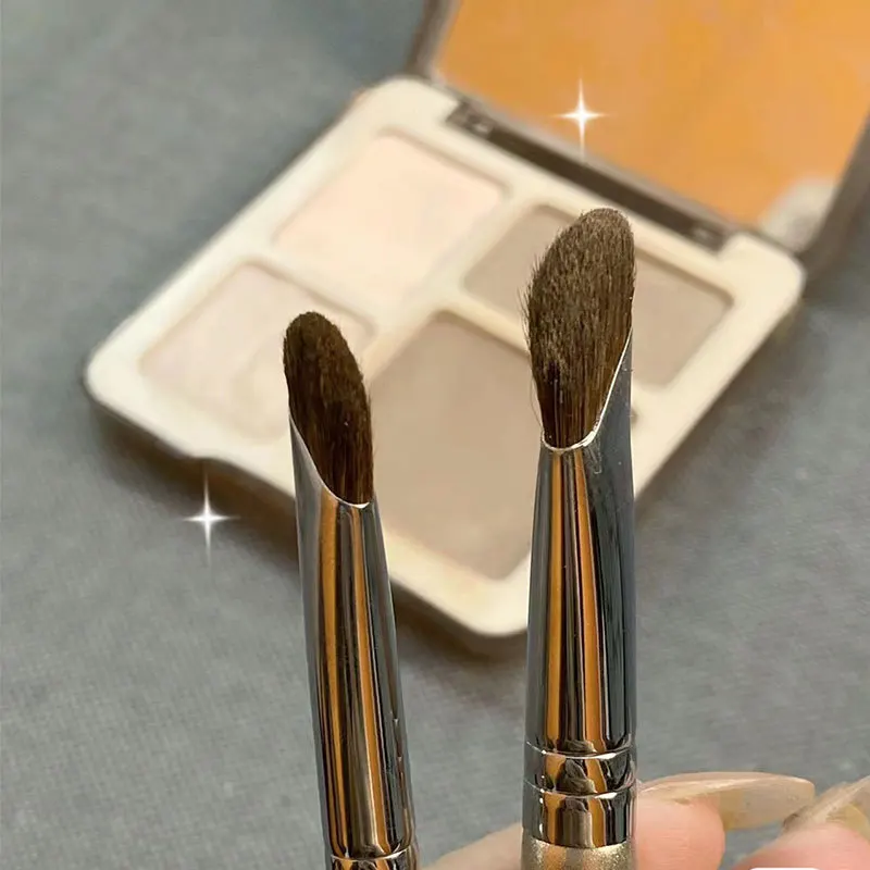 전문가용 말총 메이크업 브러쉬 세트 2개 - 코 윤곽선, 컨실러, 블렌딩 및 정밀 눈 디테일 브러쉬