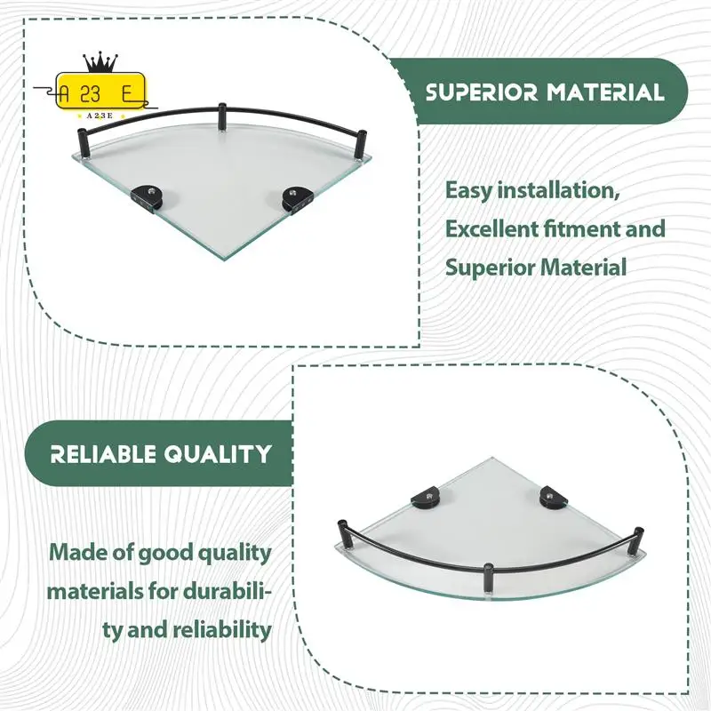 

A23E-Bathroom Shelves, Bathroom Glass Corner Shelf Wall Mounted ,Tempered Glass Shelf For Storing Shower Gel/Soap