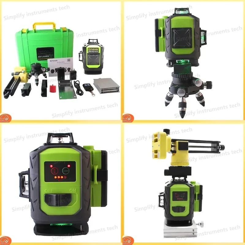 Professional 16-Line 4D Laser Level with 360° Vertical Horizontal Self-Leveling Cross Green Beam 515nm Fukuda Japan Made