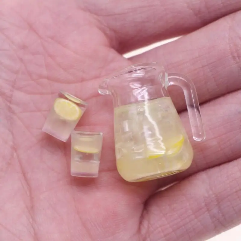Casa de muñecas en miniatura, simulación de comida, bebida de té de limón helado de verano para muebles de casa de muñecas, adorno modelo de escena para sala de estar, 3/4 Uds.