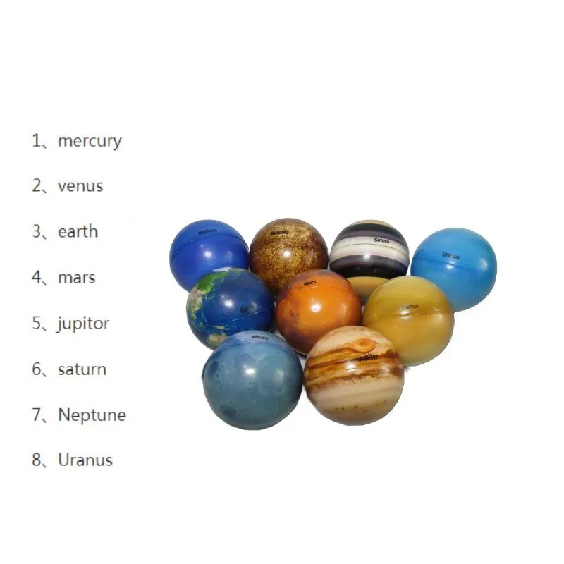 8 개 행성 보름달 별 공 지구 태양계 행성, 다채로운 탄력 스폰지 탄성 장난감, 어린이 성인 선물, 세트 당 9 개, 6.3cm