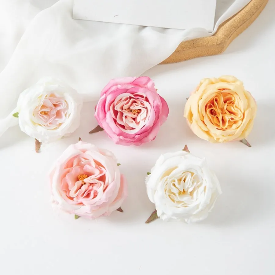 10Pcs Silk Peony Artificial Flowers Wall for Home Party Wedding Decor Accessories Outdoor Garden Crafts Manual Christmas Wreaths