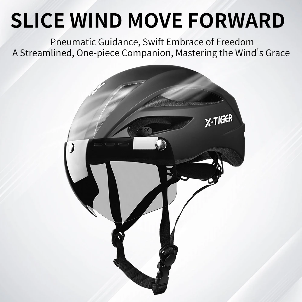 X-TIGER Capacete de ciclismo Capacete de mountain bike integrado com óculos à prova de vento Ciclismo Esportes Capacete de proteção Capacete de segurança