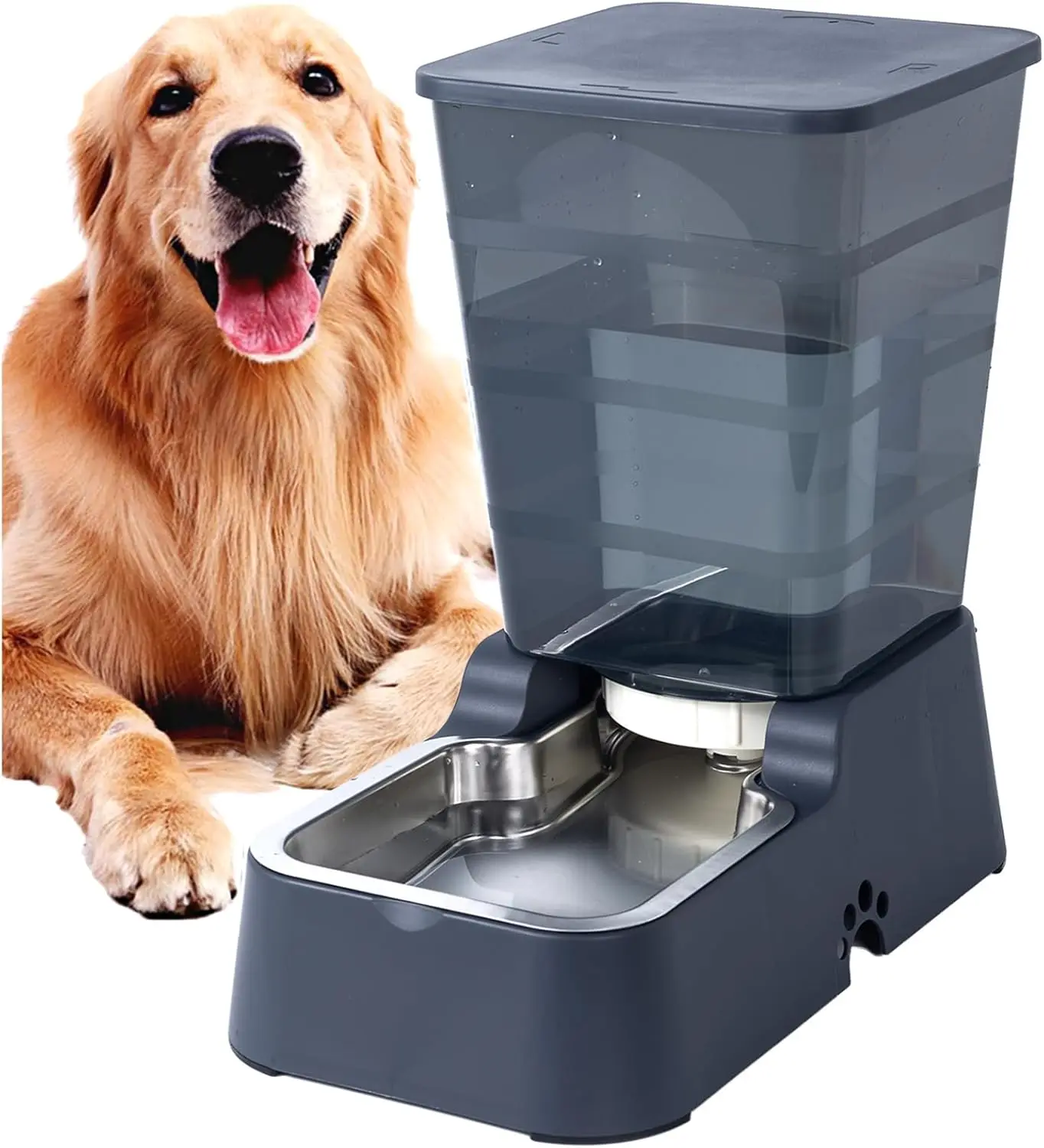 

Automatic Dog Cat Water Dispenser 5L Stainless Steel Bowl for Cats & Medium/Large Dogs (Black)