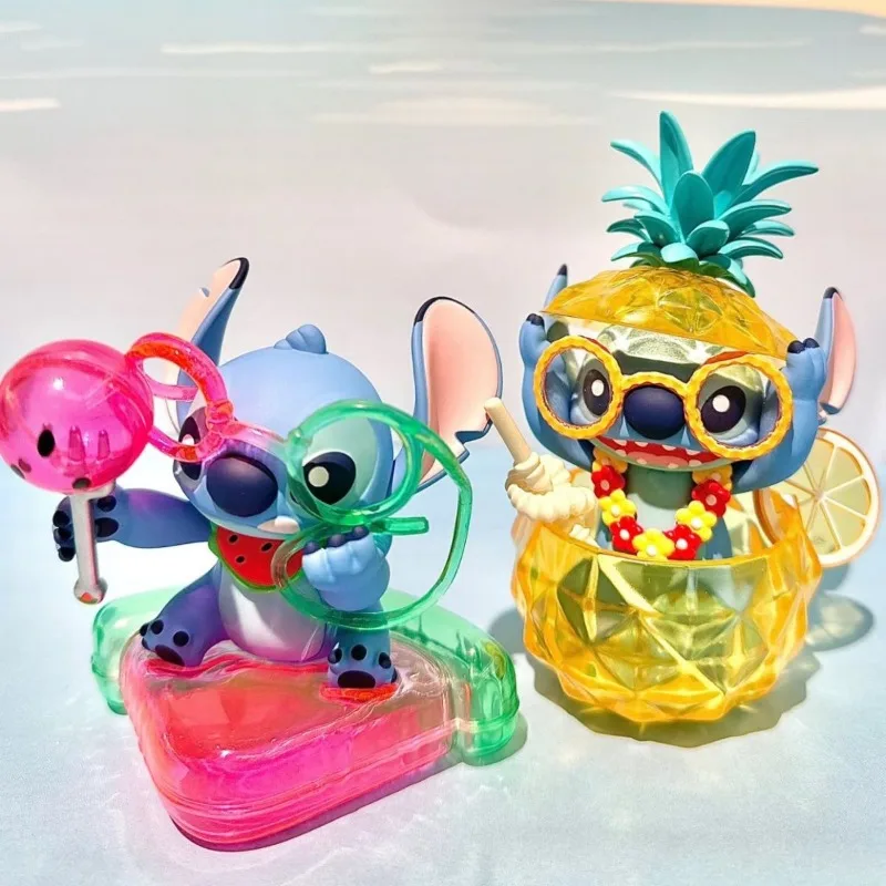 Disney Stitch Lilo and Stitch Summer Pool Series Surprise Blind Box Cute Doll Desktop Decoration Ornament Girly Holiday Gift