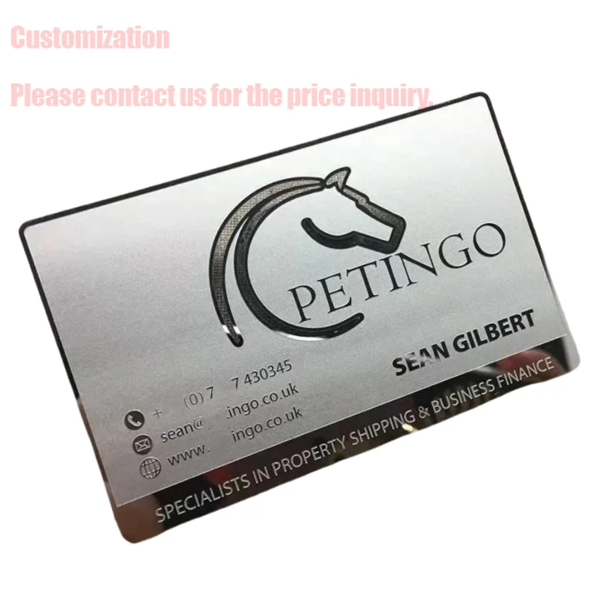 

Customized inquiry Factory Wholesale Custom Mirror Business Cards Metal Stainless Steel Silver Engraved Name Card