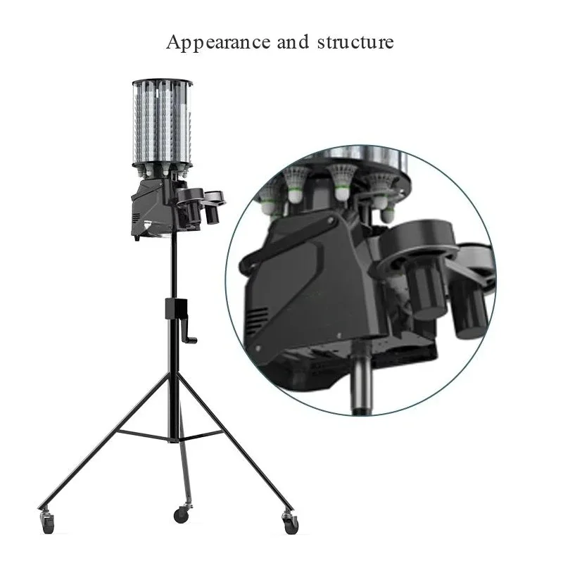 Latest Badminton Shuttle Shooting Training Trainer Feeder Machine APP Remote 180 Balls 1.2-5s Serve Frequency for Multi