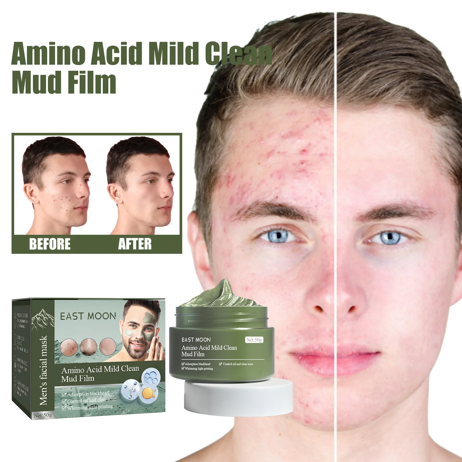 

Amino acid mild cleaning mud film Amino acid mild cleaning acne dispelling blackheads and shrinking pores